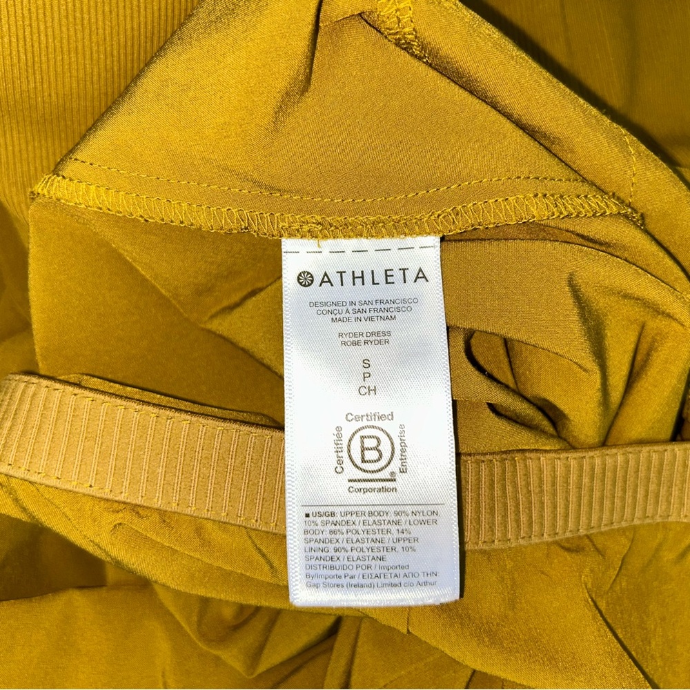 Athleta Ryder Dress Brass Yellow Sleeveless Midi Size Small - Picture 11 of 11
